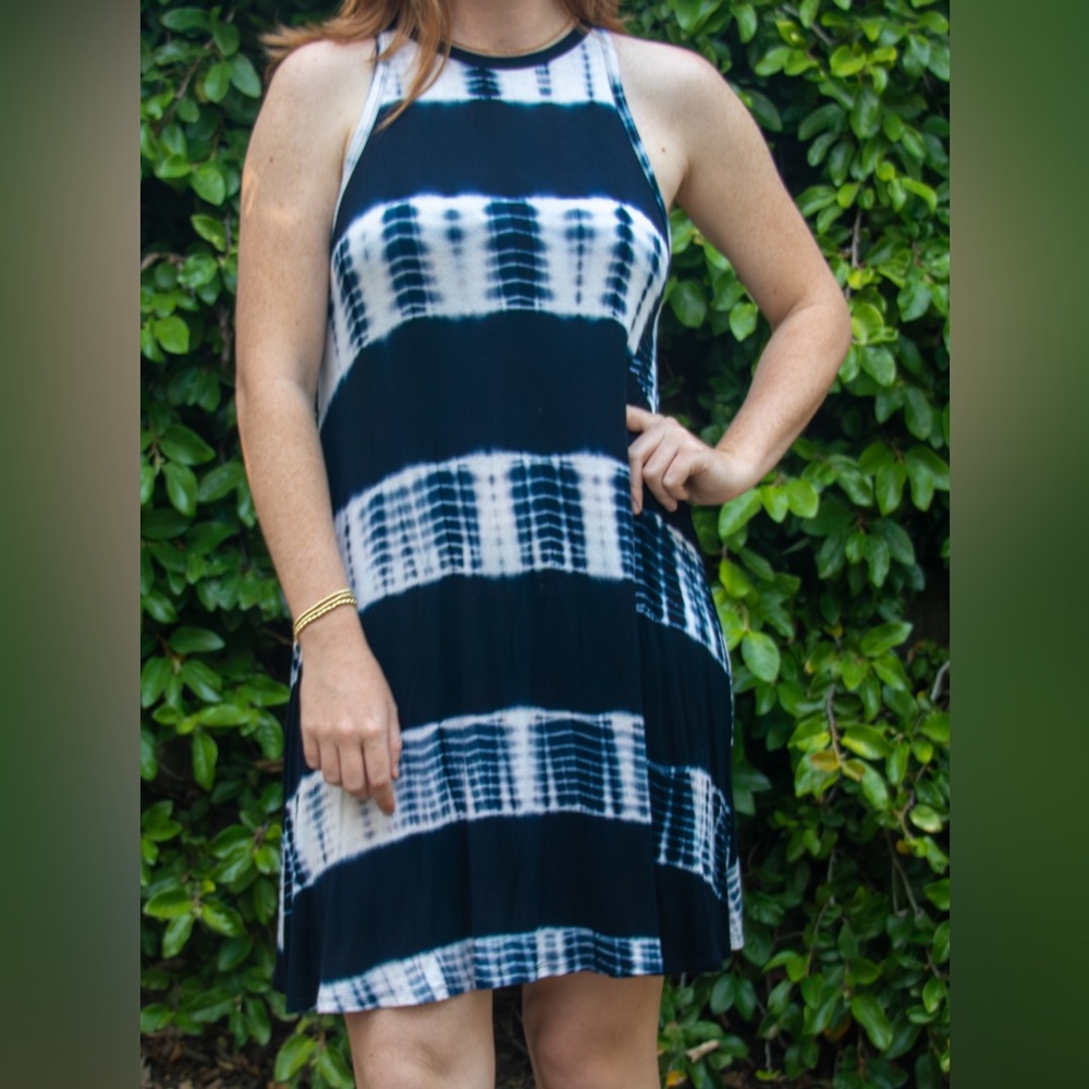 Blue watercolor summer dress